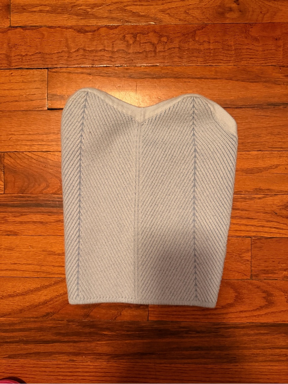 aerie Pastel Blue Ribbed Strapless Knit Top